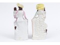 Two English Staffordshire Hand-Painted Ceramic Figural Sculptures