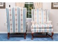 Pair Of Custom Upholstered Wingback Queen Anne Style Armchairs