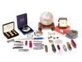 Intriguing Assorted Lot Including Pocket Knives, Pocket Watches, Costume Jewelry And More