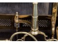 Brass Fireplace Lot Including Fender, Spark Screen, And Pair Of Andirons