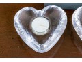 Gorgeous Pair Of Simon Pearce Heart Form Glass Votive Holders
