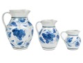 Set Of Three Simon Pearce Marked Graduated Blue And White Ceramic Pitchers