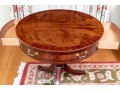 Baker Furniture Banded Flame Mahogany Pedestal Drum Table