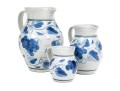 Set Of Three Simon Pearce Marked Graduated Blue And White Ceramic Pitchers