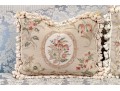 Set Of Two Needlepoint Upholstered Accent Pillows With Tassels