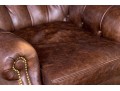 Hancock Leather Chesterfield Style Tufted Armchair With Ottoman