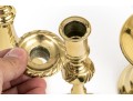 Quality Collection Of Five Brass Candlesticks, Including Two Pairs
