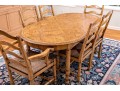 French Country Parquetry Dining Table And Ladderback Chairs, Probably Bausman Or Guy Chaddock