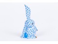 Herend Hand-Painted Porcelain Bunny Rabbit With Blue Fishnet 