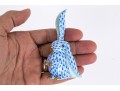 Herend Hand-Painted Porcelain Bunny Rabbit With Blue Fishnet 