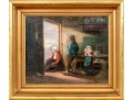 F. Robin Oil On Canvas Genre Scene Of Figures In Interior