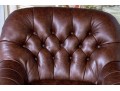 Hancock Leather Chesterfield Style Tufted Armchair With Ottoman
