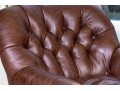 Hancock Leather Chesterfield Style Tufted Armchair With Ottoman