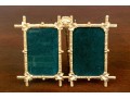 Elias 18kt Gold Plated Pewter Double Form Faux Bamboo Double Picture Frame