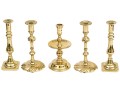 Quality Collection Of Five Brass Candlesticks, Including Two Pairs
