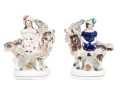 Two English Staffordshire Ceramic Fairings Of Ladies On Goats