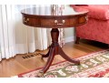 Baker Furniture Banded Flame Mahogany Pedestal Drum Table