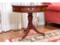 Baker Furniture Banded Flame Mahogany Pedestal Drum Table