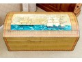 Antique Dome Top Nautical Themed Hand Painted Trunk
