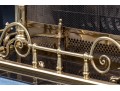 Brass Fireplace Lot Including Fender, Spark Screen, And Pair Of Andirons