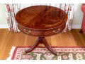 Baker Furniture Banded Flame Mahogany Pedestal Drum Table