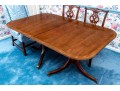 Twin Pedestal Banded Mahogany Extension Dining Table