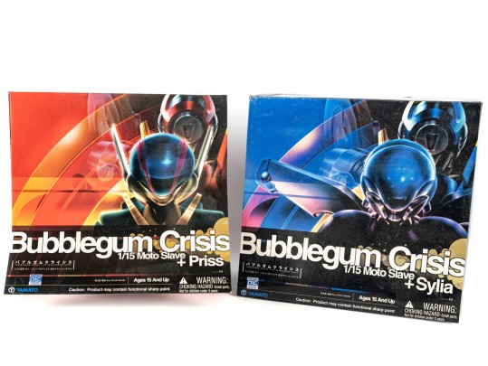 Yamato Bubblegum Crisis 1/15 Moto Slave + Priss & Sylia Boxed Figure Lot (2)