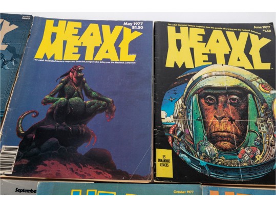 Set Of Eight Early Heavy Metal Magazines, 1977
