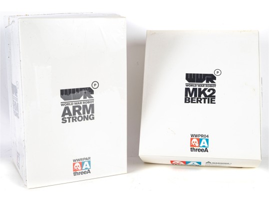 ThreeA World War Robot Armstrong & MK2 Bertie Boxed Figure Lot (2)