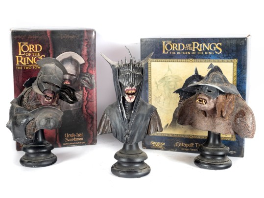 Set Of Three Lord Of The Rings Polystone Busts By Sideshow Weta Collectibles