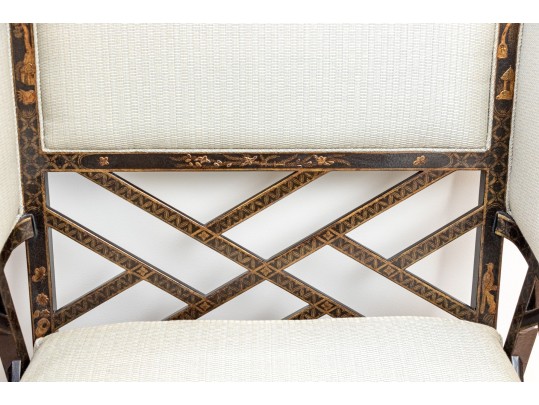 Custom Upholstered Chinoiserie Wing Chairs