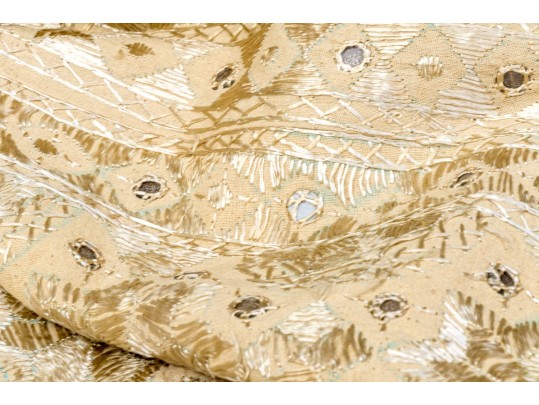 An Intricatley Embroidered And Embellished Saree-Style Table Covering