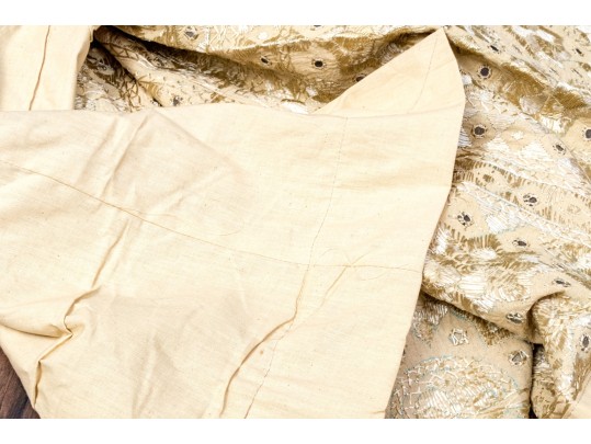 An Intricatley Embroidered And Embellished Saree-Style Table Covering