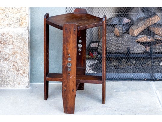 Antique Small Dark-Stained Fruitwood Accent Table
