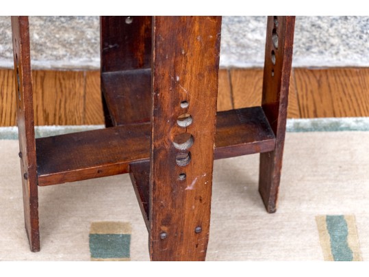 Antique Small Dark-Stained Fruitwood Accent Table