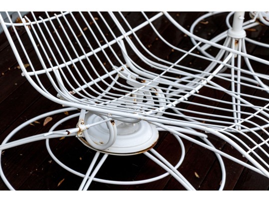 Outdoor Banana Lounge Chairs And Side Table, Likely Homecrest 