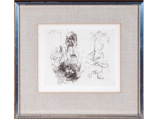 Jack Levine (American, 1915-2010) Original Etching, 1964