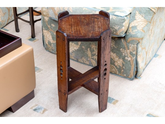 Antique Small Dark-Stained Fruitwood Accent Table