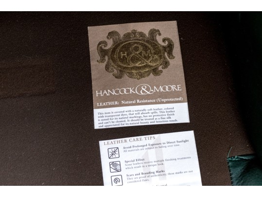 Hancock & Moore Green Leather Upholstered Club Chair With Ottoman