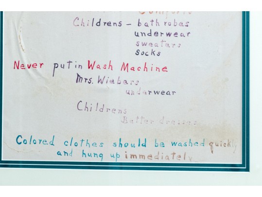 Vintage Laundry Instructions, Framed