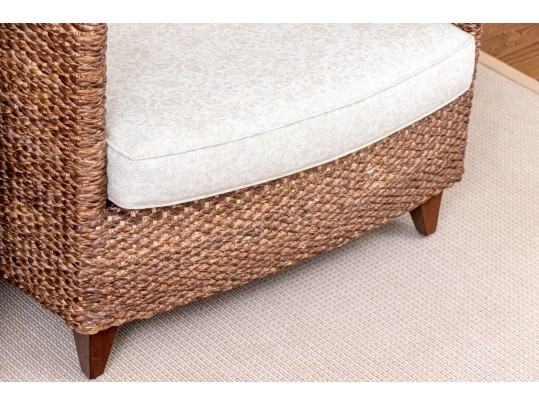 Pair Of Nancy Corzine Furniture Rattan Woven Accent Armchairs