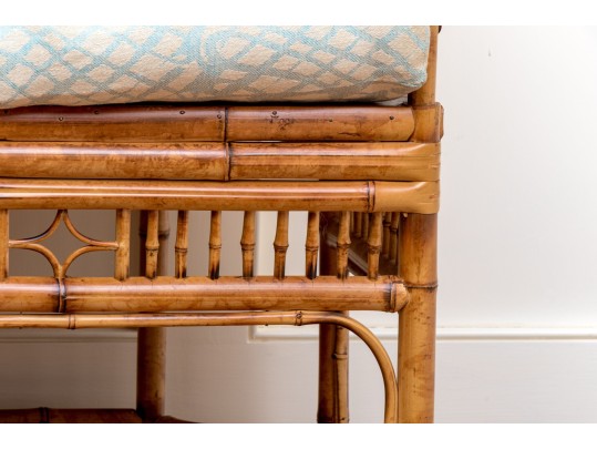 Gorgeous Finely Made Rattan Sofa With Custom Cushions And Accent Pillows