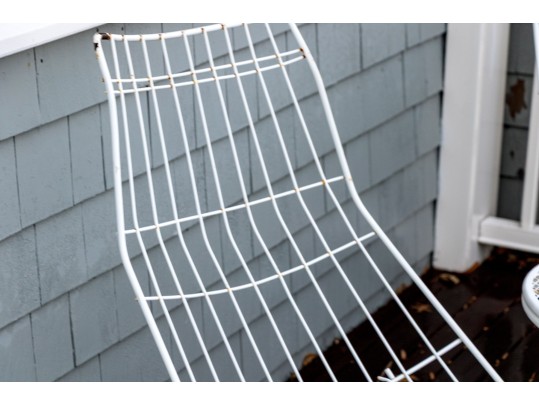 Outdoor Banana Lounge Chairs And Side Table, Likely Homecrest 