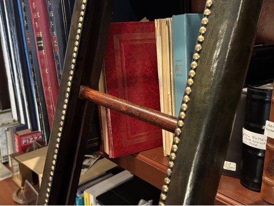 A Handsome English Leather Wrapped Collapsible Library Ladder