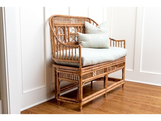 Gorgeous Finely Made Rattan Sofa With Custom Cushions And Accent Pillows