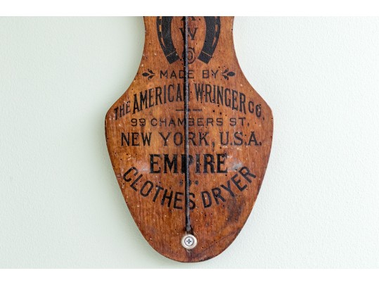 Antique Wall Mounted Clothes Drying Rack - Solid Wood Construction