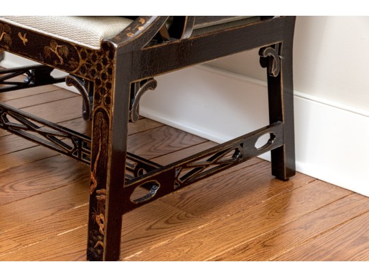 Custom Upholstered Chinoiserie Wing Chairs