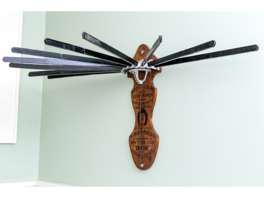 Antique Wall Mounted Clothes Drying Rack - Solid Wood Construction