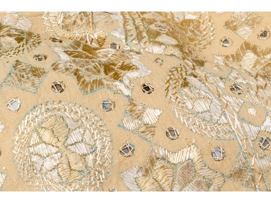 An Intricatley Embroidered And Embellished Saree-Style Table Covering