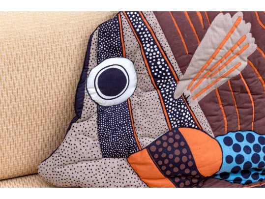 Vintage Fish Form Floor Mat Or Hanging - Quilted